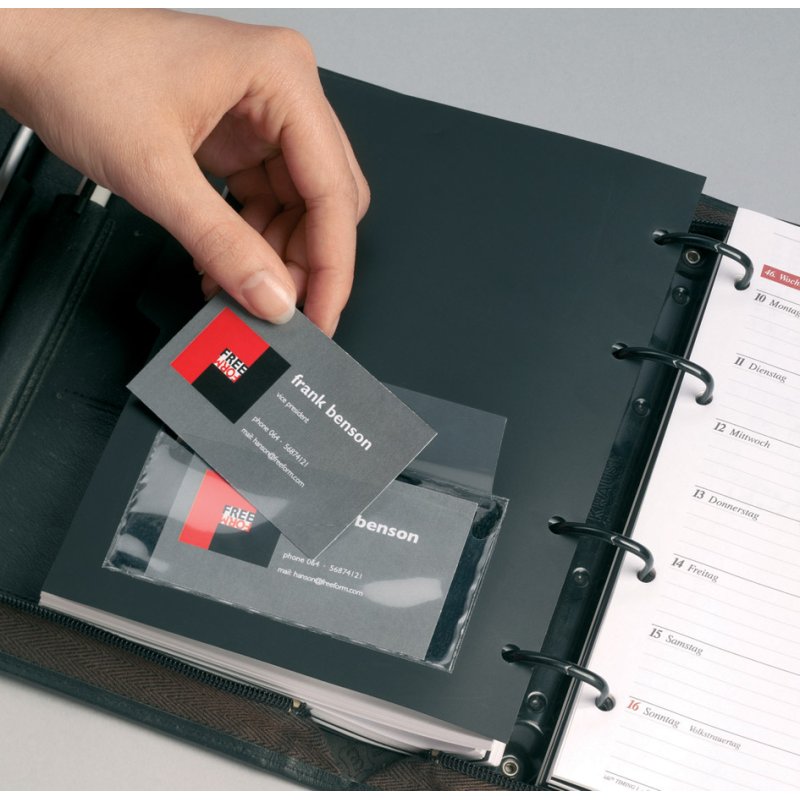 DURABLE pochettes adhésives à rabat pour cartes de visite, transparent, 105×65 mm, 10 pièces